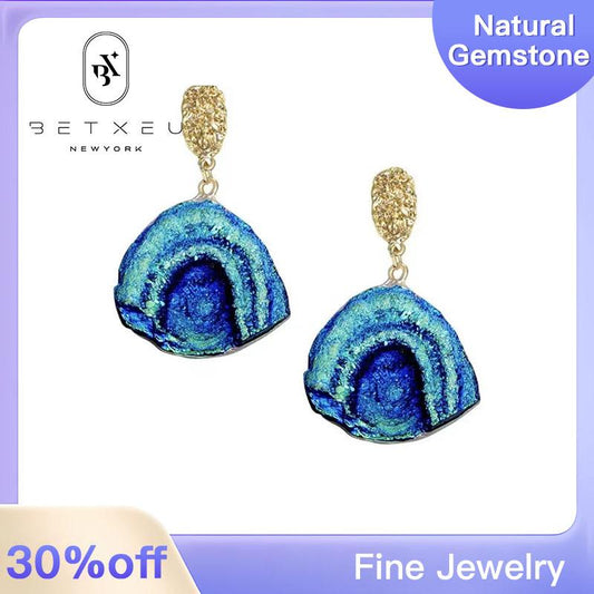 270【BETXEU】Handmade oil painting style sterling silver earrings