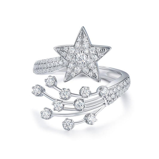 248 [BETXEU] five-pointed star moissanite open ring