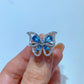 186【BETXEU】S925 Topaz blue butterfly ring Adjustable