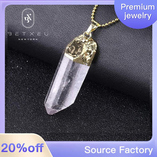 261 [BETXEU] irregular pure crystal stone necklace