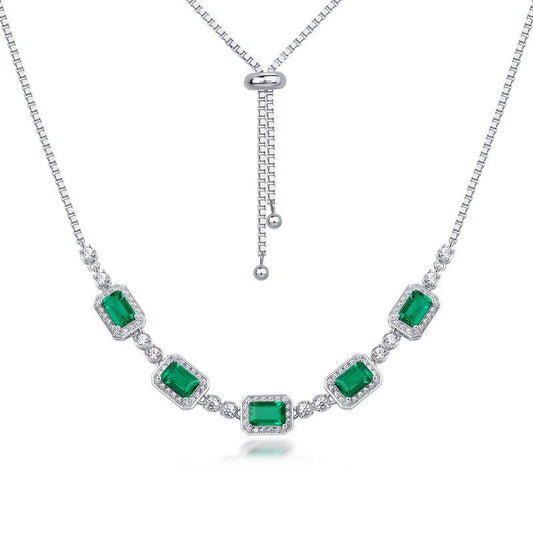 228 [BETXEU]  S925 silver colorful green necklace