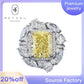 76【BETXEU】Rectangular 4 Carat Women's Ring Band with Fancy Yellow 9*11mm Ice Flower Cut Ring