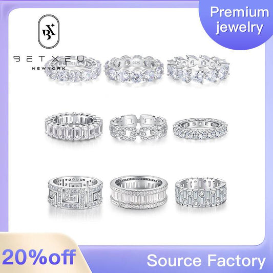 115【BETXEU】 S925 Stacking Ring with Zircon Stones