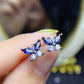 238 [BETXEU] S925 sapphire royal blue butterfly stud earrings