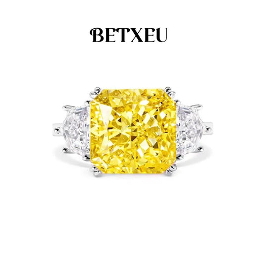 442  [BETXEU] The Queen of Sun Yellow Diam-ond Ring Radiant Cut Rectangular Brilliant