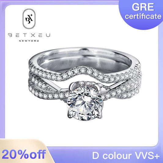 [BETXUE B48]  Moonlight S925 Moissanite Ring Set