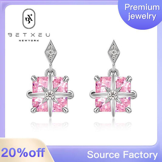 219 [BETXEU ]New Cross-border S925 Silver Square Earrings