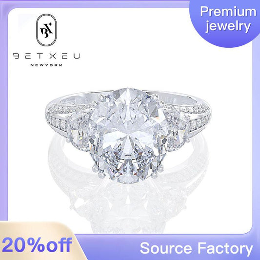 103【BETXEU】S925 3.5ct High Carbon Ring Oval 9x11