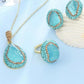 268【BETXEU】S925 sky blue ring/earrings/necklace/bracelet