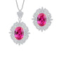 191【BETXEU】S925 Rose red ring /necklace set Wedding