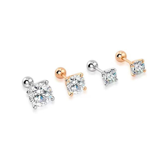 [BETXEU JEWELRY] 1-stone Moissanite Earring with Screw Back