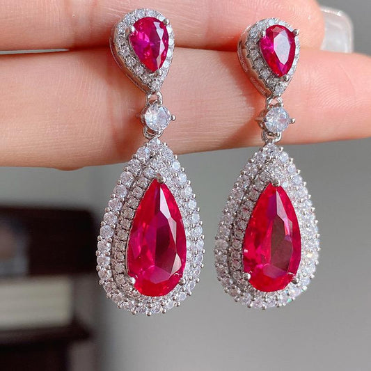 422 [BETXEU] Chic Nightfall Luxury Red S925 Earrings