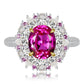 190【BETXEU】S925 Elegant pink flower ring high carbon