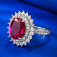 309[BETXUE]S925 Silver Pigeon Blood Red Ring with Cluster Setting