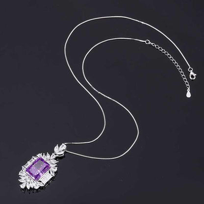 122【BETXEU】Purple set S925 Earrings/ring/necklace high carbon Daily