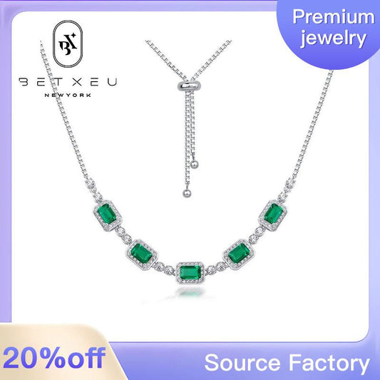 228 [BETXEU]  S925 silver colorful green necklace