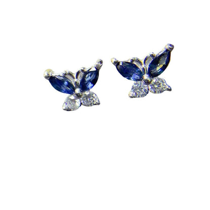 238 [BETXEU] S925 sapphire royal blue butterfly stud earrings