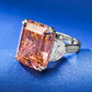 374【BETXEU】Rosy Cheeks Rectangular 15 Carat Sunset Orange-Pink Asher Cut Gemstone S925 Silver ring