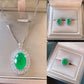 398 [BETXEU JEWELRY] Clear Green Oval S925 Set