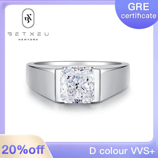 106【BETXEU】925 Men's Ring Moissanite 3 Carat Ring