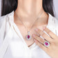 191【BETXEU】S925 Rose red ring /necklace set Wedding