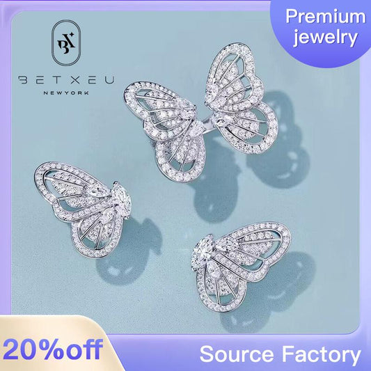 【BETXUE E13 】Sterling silver luxury butterfly earrings