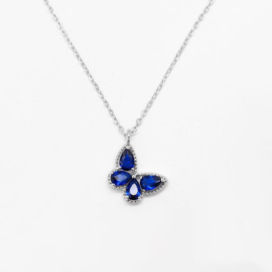 258 [BETXEU] S925 royal blue butterfly necklace