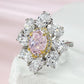 188【BETXEU】S925 pink flower ring high carbon