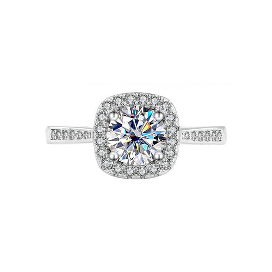 286 [BETXUE ] S925 Silver moissanite 1CT/2CT/3CT  Galaxy classic square ring