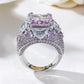 458 【BETXEU】  Lavender  Roseberry  Rectangular pink and purple S925 ring