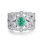 13 [BETXEU JEWELRY]  EMERALD GREEN S925 8A High carbon Ring collection