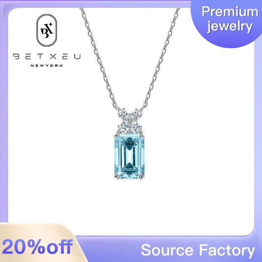 [BETXUE C17] Blue ice cutting  S925 8A High carbon necklace