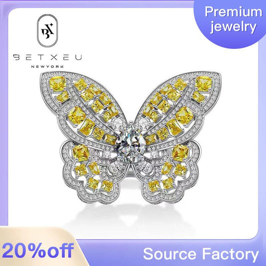 36[BETXEU C94] Rainforest Butterfly S925 high carbon ring