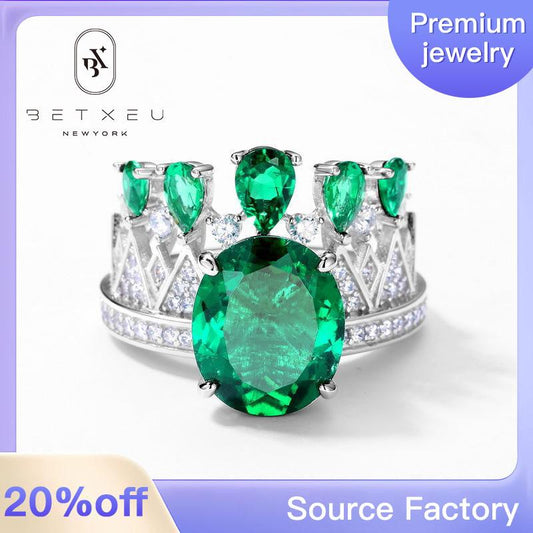 166【BETXEU】S925 Green ring Anniversary